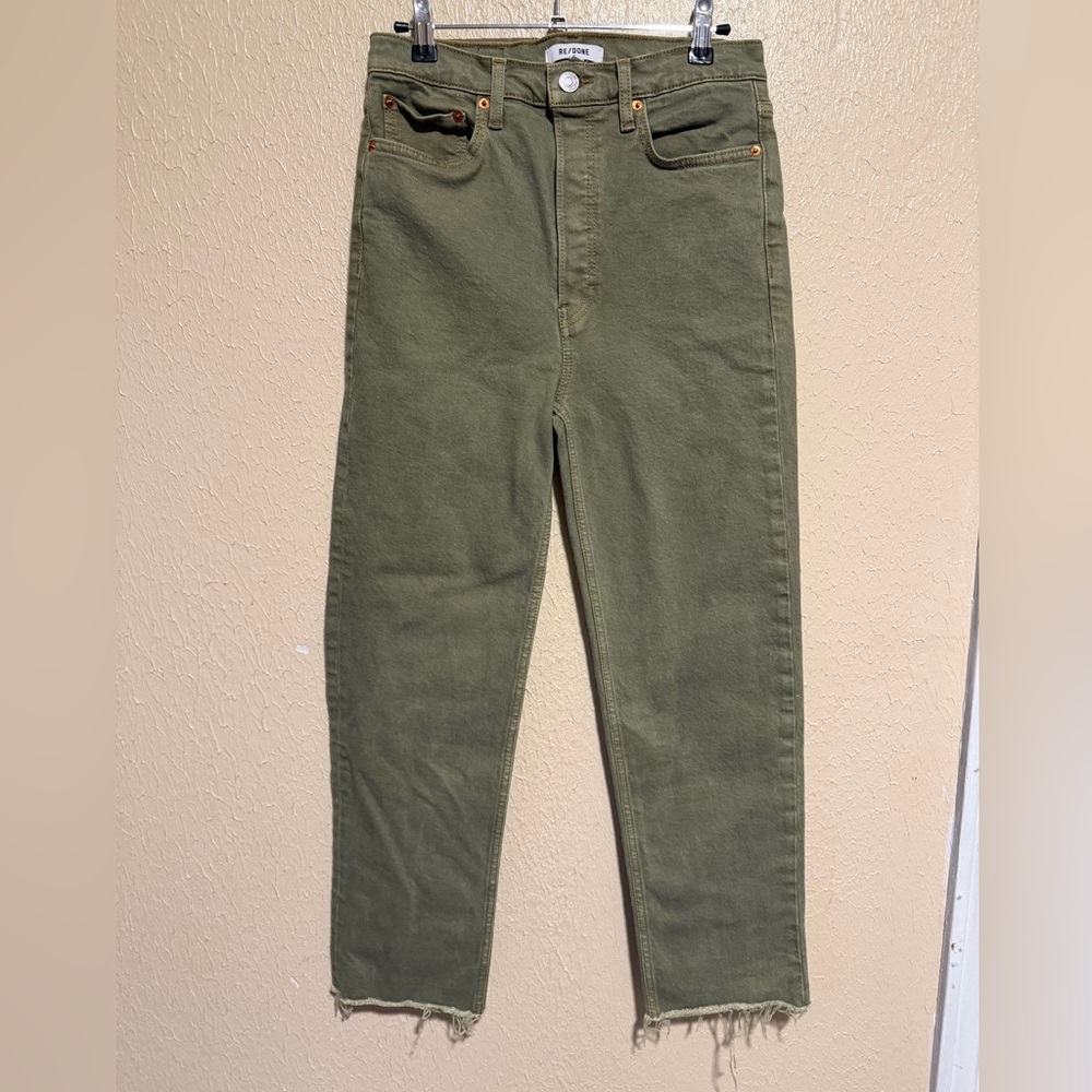 RE/DONE 70s Ultra High Rise Stove Pipe Denim‎ Jeans Washed Sage Size 27